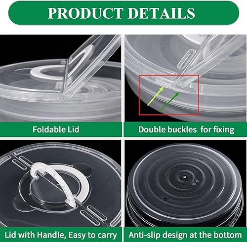Miniatura 3 de Paquete de 2 contenedores de almacenamiento de alimentos de 12 pulgadas con tapa y asa, reutilizable, 2 compartimentos, contenedor de almacenamiento