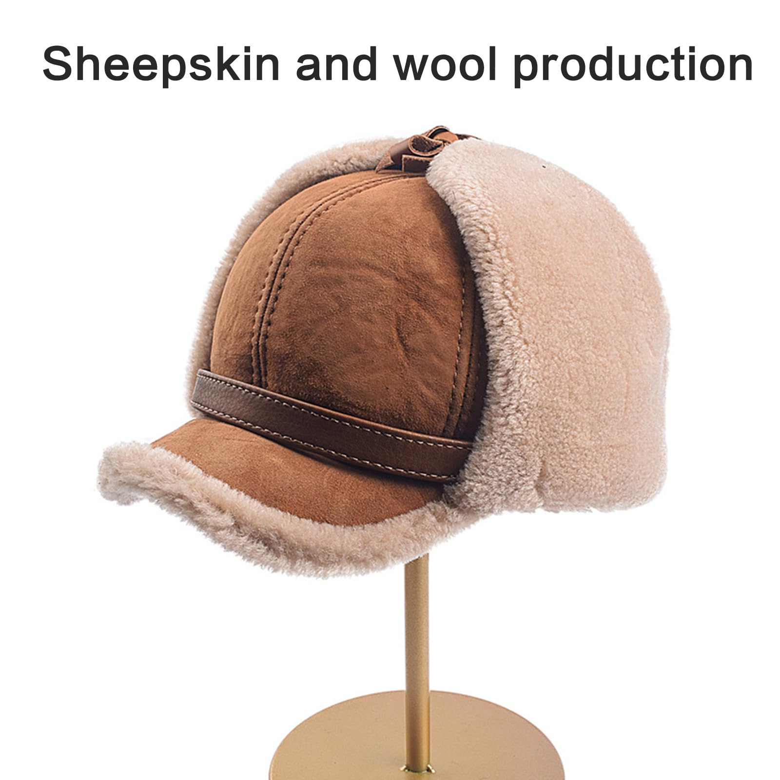 Gorro con solapa para las orejas, para deportes al aire libre, gorras, calavera, resistente al viento, senderismo, esquí, gorras, gorras, gorras, lana de oveja gruesa