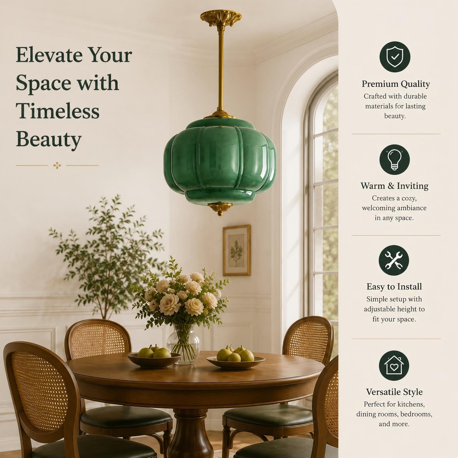 Best Art Deco Chandelier Picks for 2026 2 BOFEA-15 Inch Green Vintage Chandelier,Green Glass Ceiling Light Fixture — product photo