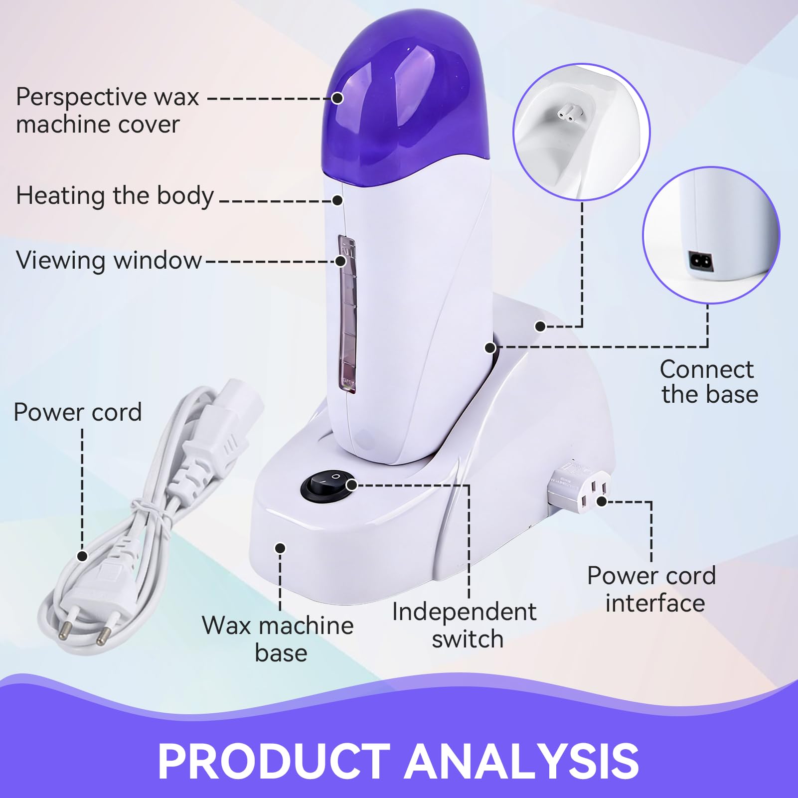 Agatige 1 PCS Calentador De Cera Depilatoria, Profesional Portátil Eléctrico Calentador Cera Roll On Maquina Cera Roll On Cera Depilatoria Caliente Aparato Para La Depilación Para Hombres Y Mujeres