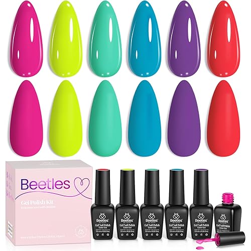 beetles Spring Gel Polish Set - 6 Colors Purple Blue Gel Nail Polish Red Green Gel Polish Set Manicure Nail Art DIY Home Gifts for Women Girls Nails
