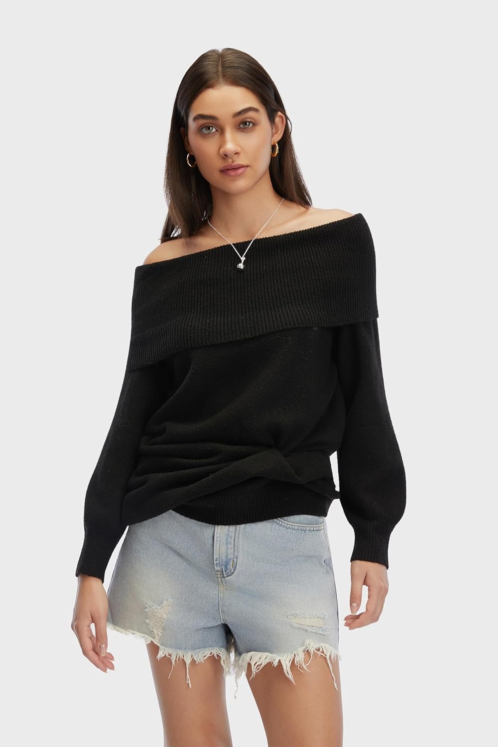 Off The Shoudler Sweater Dress for Women 2025 Trendy Loose Knit Fit Womens Mini Dresses Casual Going Out Outfit - Image 4