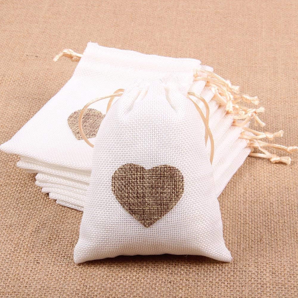 Advantez 10-Pack Natural Jute Burlap Sacks Favor Bags Jewelry Pouches Rustic Wedding Bridal Shower