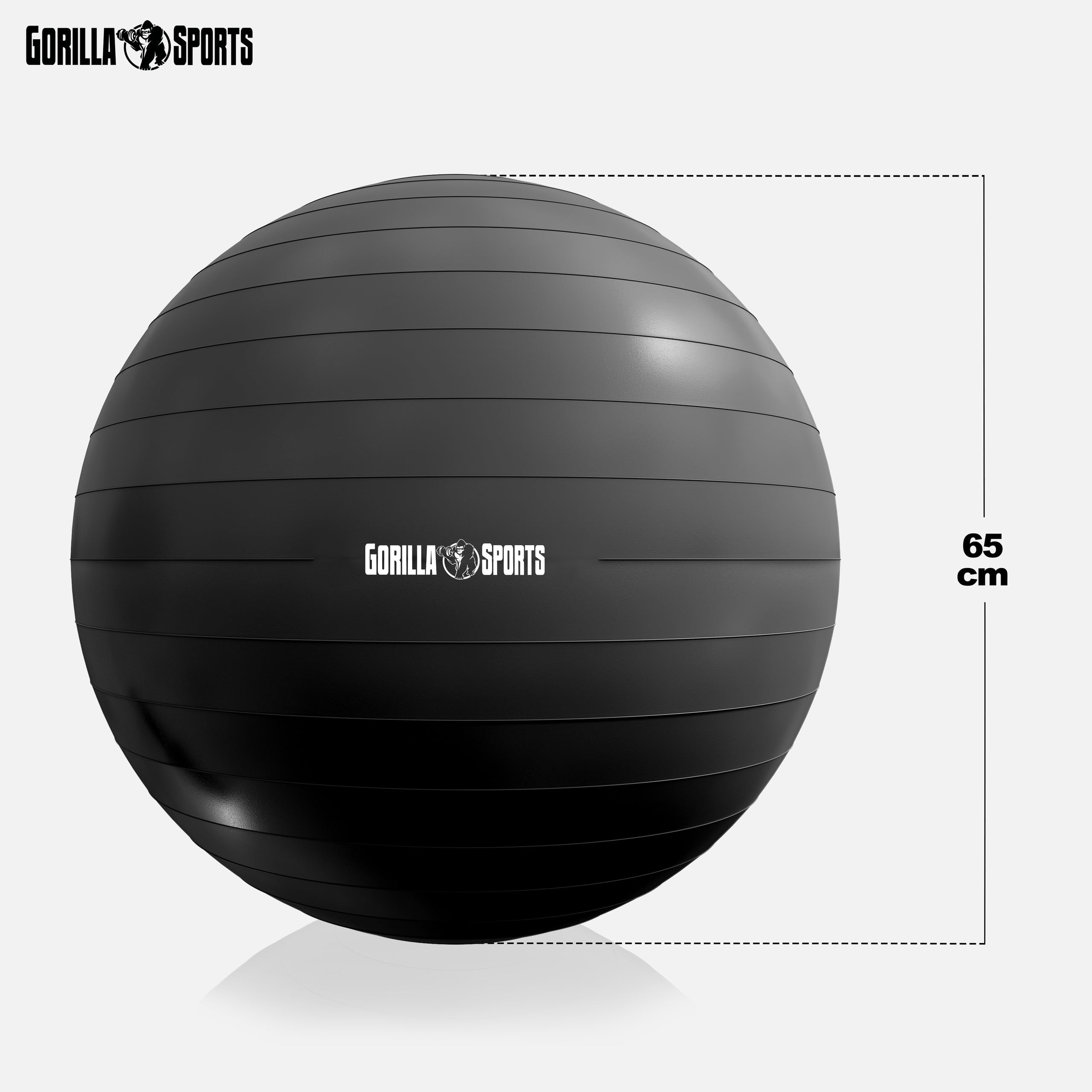 GORILLA SPORTS® Gymnastikball - inkl. Luftpumpe, 55cm, 65cm oder 75cm, bis 500kg Belastbar, Anti-Burst, rutschfest, Farbwahl - Sitzball Büro, Yoga Ball, Balance Ball, Fitnessball, Trainingsball