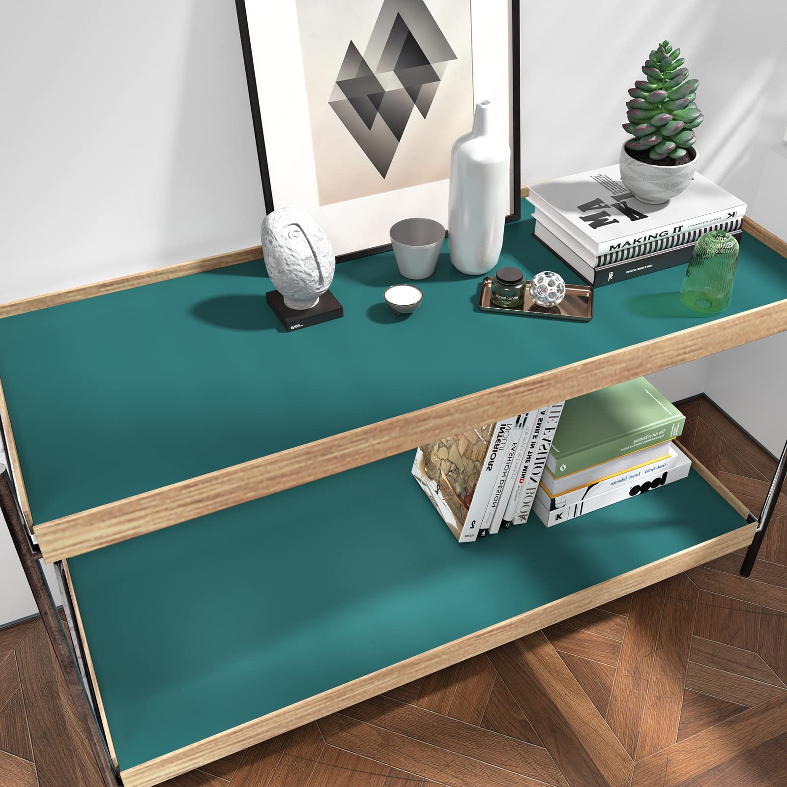 Tapete Blau Grün Möbelfolie Selbstklebend Küchenfolie Schränke Klebefolie Blau für Möbel Tapete Kinderzimmer Flur Arbeitsplatte Folie Wand Tapeten Schrankfolien Selbstklebend 60cm x 800cm