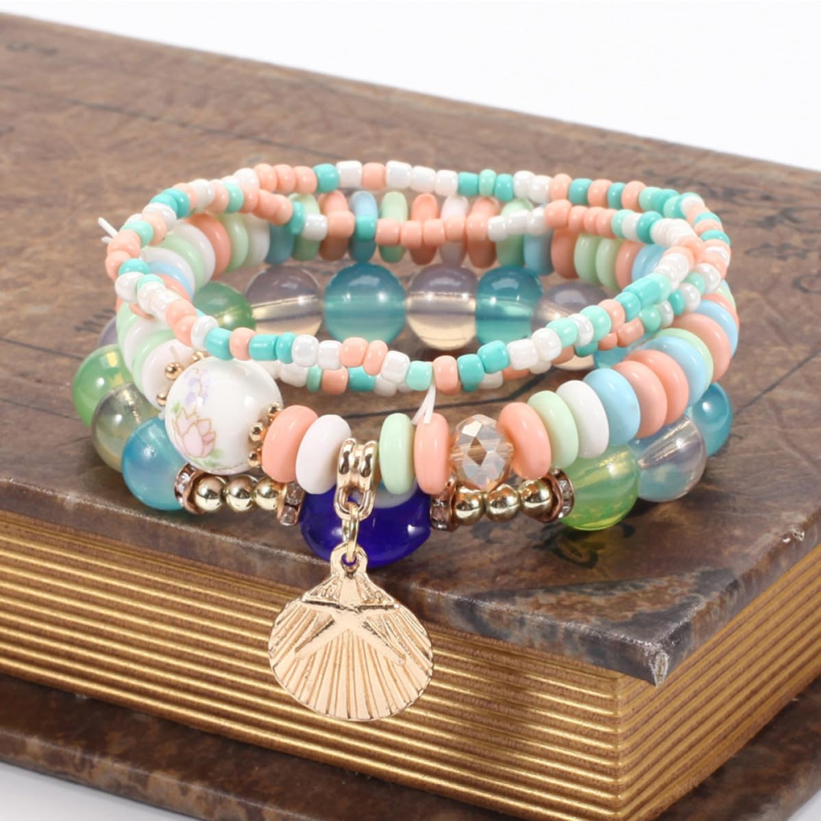 Abaodam 24 Juegos Pulseras Bohemias del Mal de Ojo para Mujer, Pulsera de Cuentas Ligera y Cómoda de Vidrio y Aleación, Estilo Chic para Halloween y Obsequio Especial