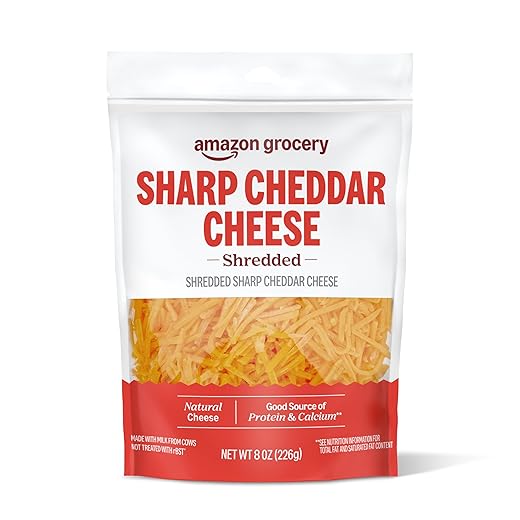 Amazon Grocery, Sharp Cheddar Cheese, Shredded, 8 Oz