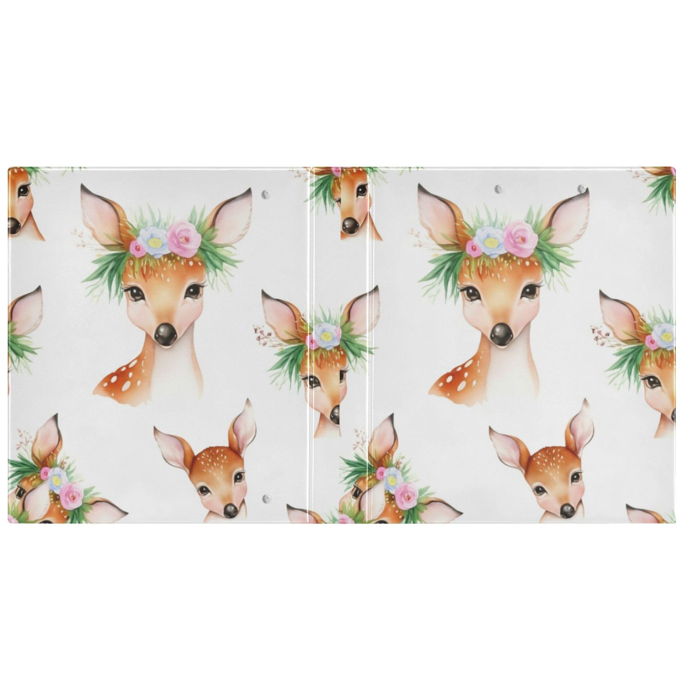 Lot de 2 classeurs personnalisés avec oreilles de cerf et fleurs blanches de 3,8 cm, 3 anneaux pour 200 feuilles, 31,5 x 27 x 6 cm