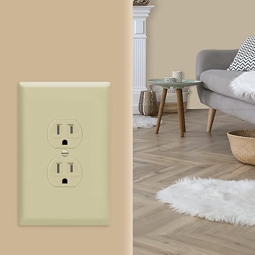 Miniatura 150 de ENERLITES Placa de pared dúplex para toma de receptáculo, cubierta de toma de corriente eléctrica, acabado brillante, tamaño mediano de 1 banda