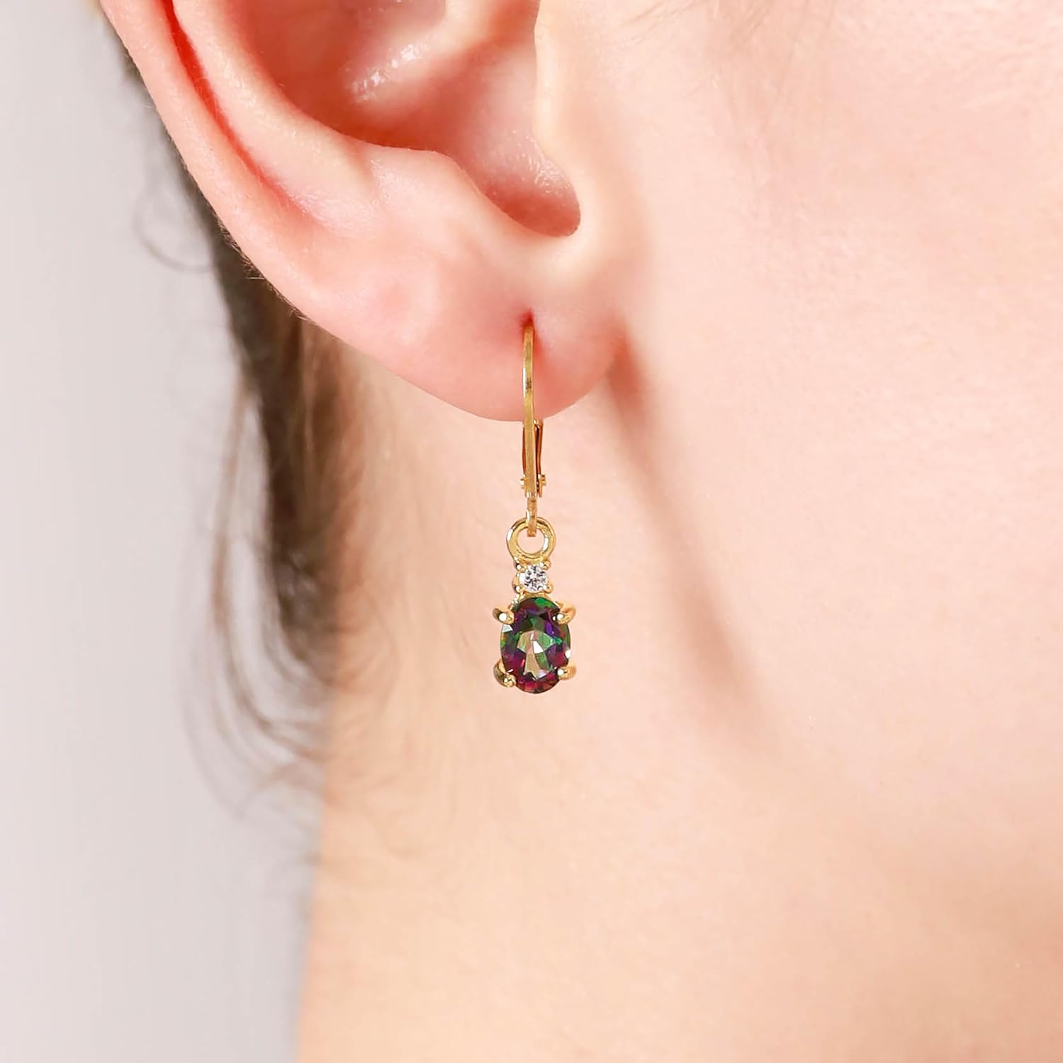 Silvershake White Gold Plated 925 Sterling Silver Leverback Earrings - Image 3