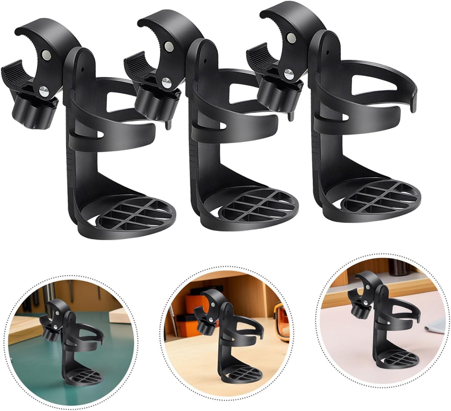 STOBAZA 3pcs Universal Cup Holder for Wheelchair and Mobility Devices, Stable and Secure Pp Material Drink Holder, for Seniors at Sporting Events and Park Walks