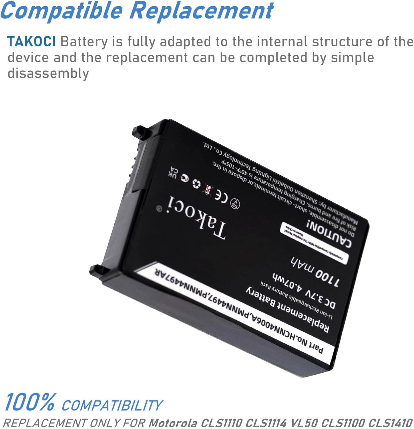 20-Pack CLS1000 CLS1450CB Radio Rechargeable Battery - Compatible with Motorola 56557 BAT56557 HCLE4159B HCNN4006 HCNN4006A PMNN4497 PMNN4497A PMNN4497AR SNN5571B 3.7V/1100mAh