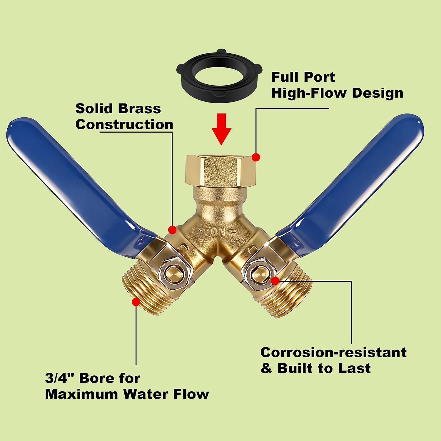 Triumpeek 2-Way Garden Hose Splitter, Solid Brass Y Connector image 3