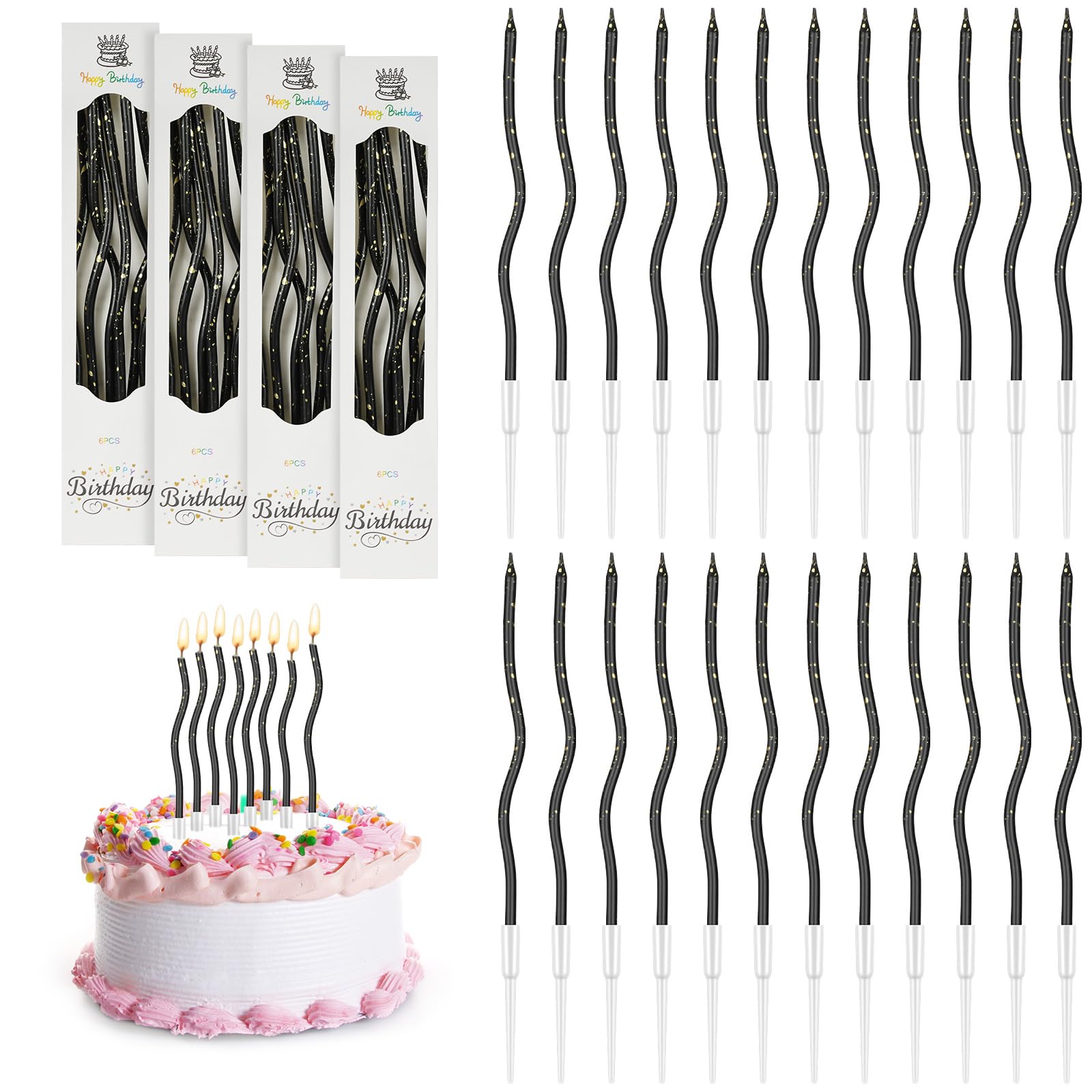 24 Candele Di Compleanno Metalliche Oro Con Supporto - Decorazioni Eleganti Per Torte, Matrimoni E Feste - Foto 8