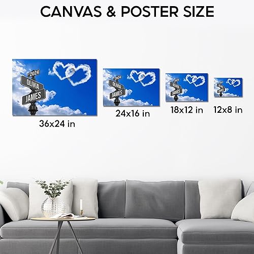 Miniatura 7 de Cartel de calle vintage de lienzo personalizado para parejas, nombre personalizado y fecha, letrero de calle vintage, letrero de calle Crossroads,