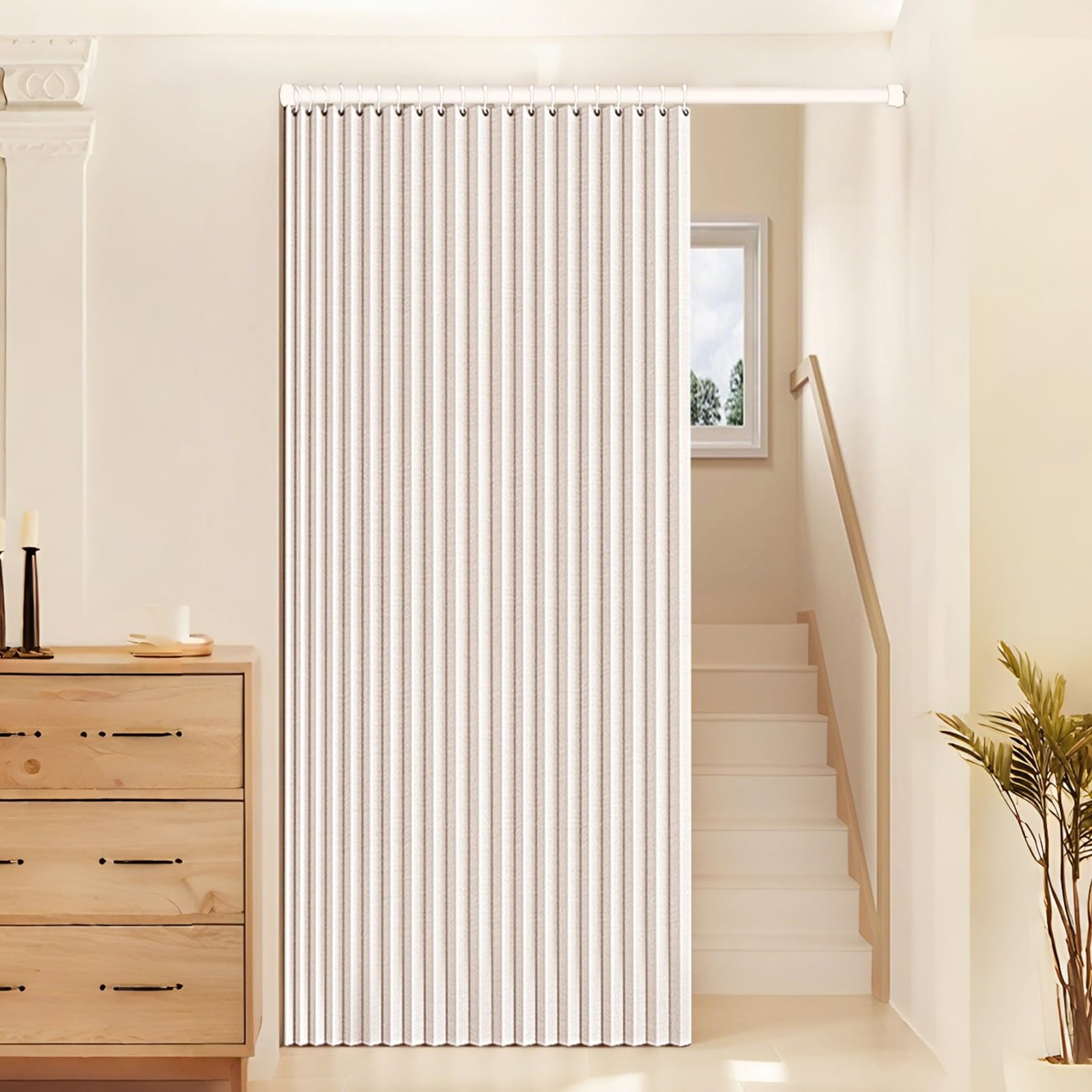 Rideau de porte pliant occultant de haute densité avec tringle extensible 80cm
