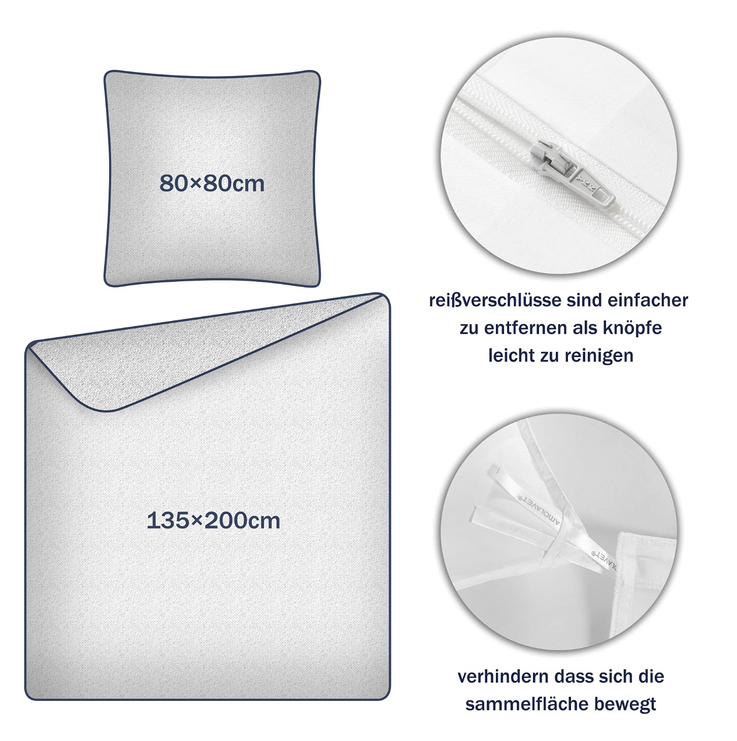 Set di 2 biancheria da letto da hotel, 100% cotone egiziano a coste lunghe in cotone makò satinato, 1 copripiumino 135x200 cm e 1 federa 80x80 cm, morbido e setoso, per l'estate