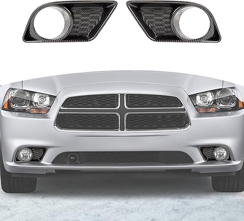 RT-TCZ para cargador delantero niebla luz cubierta de fibra de carbono para Dodge cargador 2011 2012 2013 2014 fibra de carbono accesorios