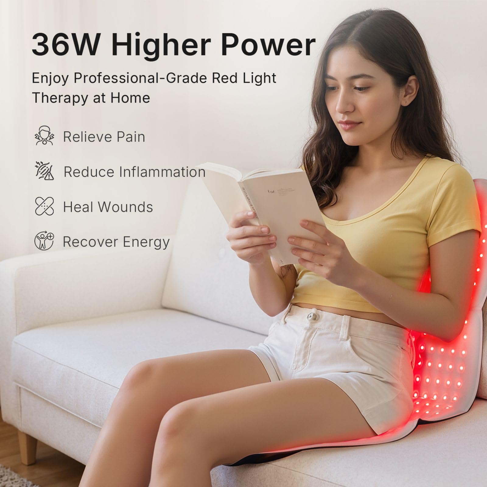 Große Rotlicht Wellness Matte 76,5×30,5cm mit 264 LEDs 660nm & 528 LEDs 850nm Infrarot, 4 Modi, 3 Stufen, 30 Min Timer, Wellness & Entspannung für Rücken, Taille, Schultern, Beine,Blau