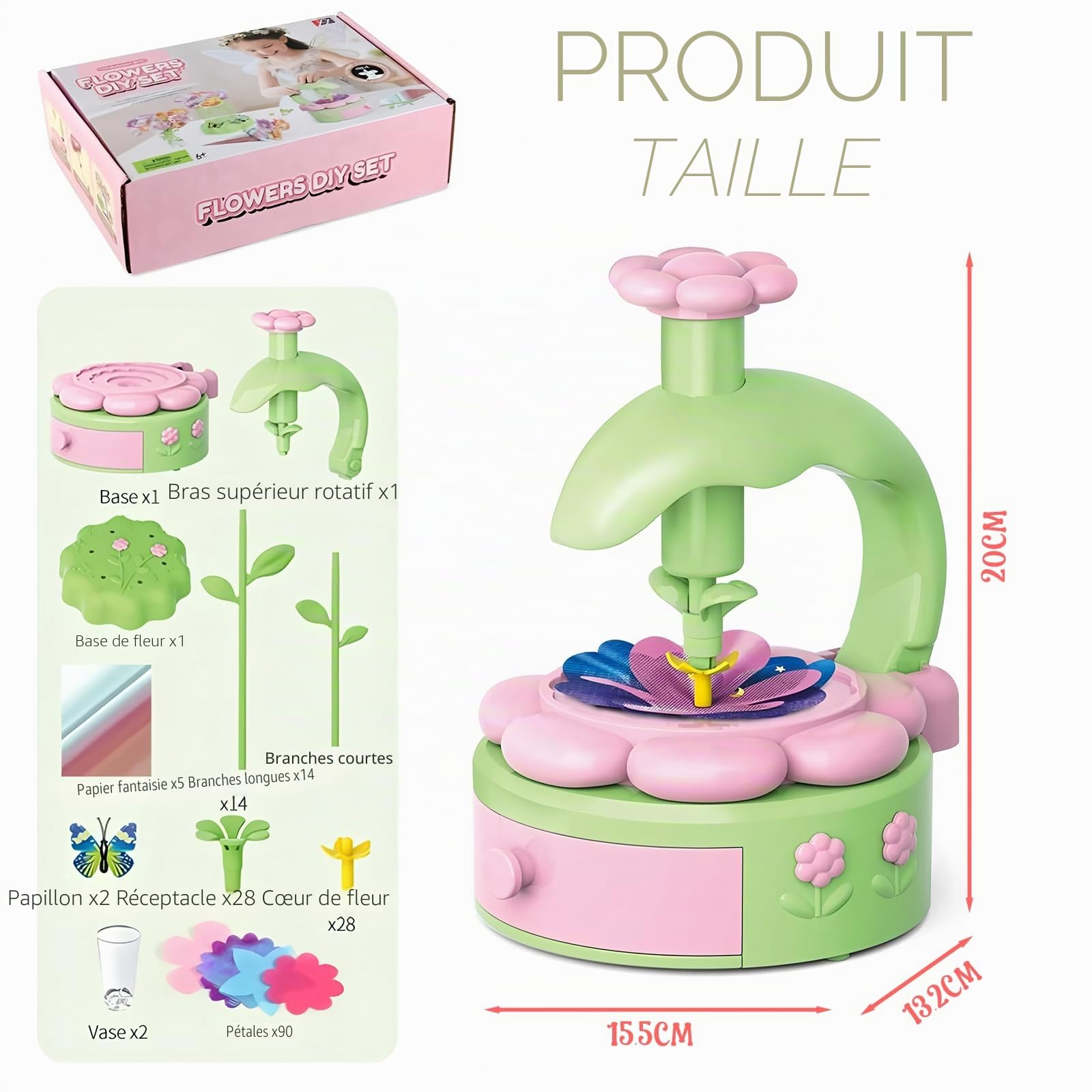 Kit Création Bouquet de Fleurs Enfant, Jouet Bricolage Filles 4-9 Ans