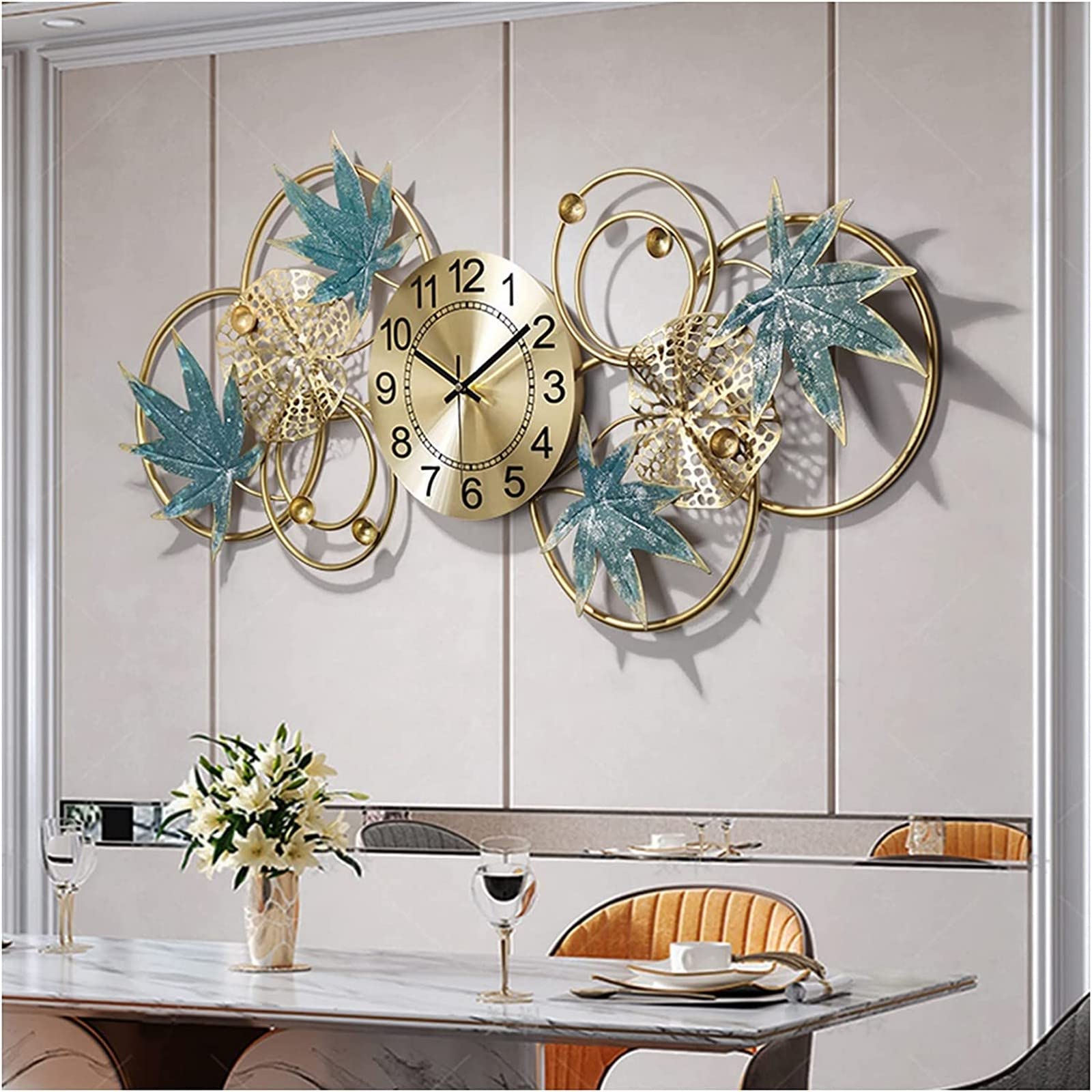 SaryEdge Wall Clock Art Simple Wall Clock Wall Clock, Modern Design Large Decor Wall Watch Living Room Bedroom Mute Clock Wall Metal Numeral Wall Clocks,84X37Cm Wall Decor Clock-A-8,A-84X37cm