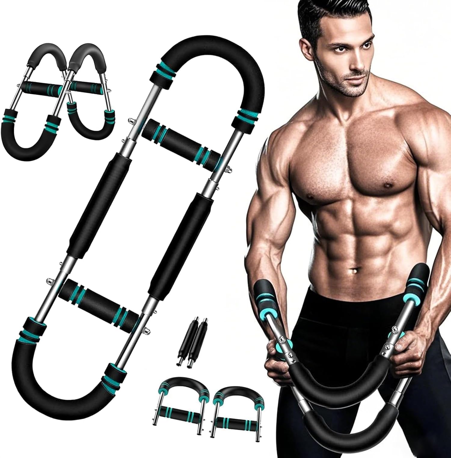 Twister Arm Trainer, Adjustable Arm and Chest Workout Equipment, Portable U-Shape Strength Training Bar for Men & Women, Spring Resistance Arm Exerciser for Home Gym & Fitness