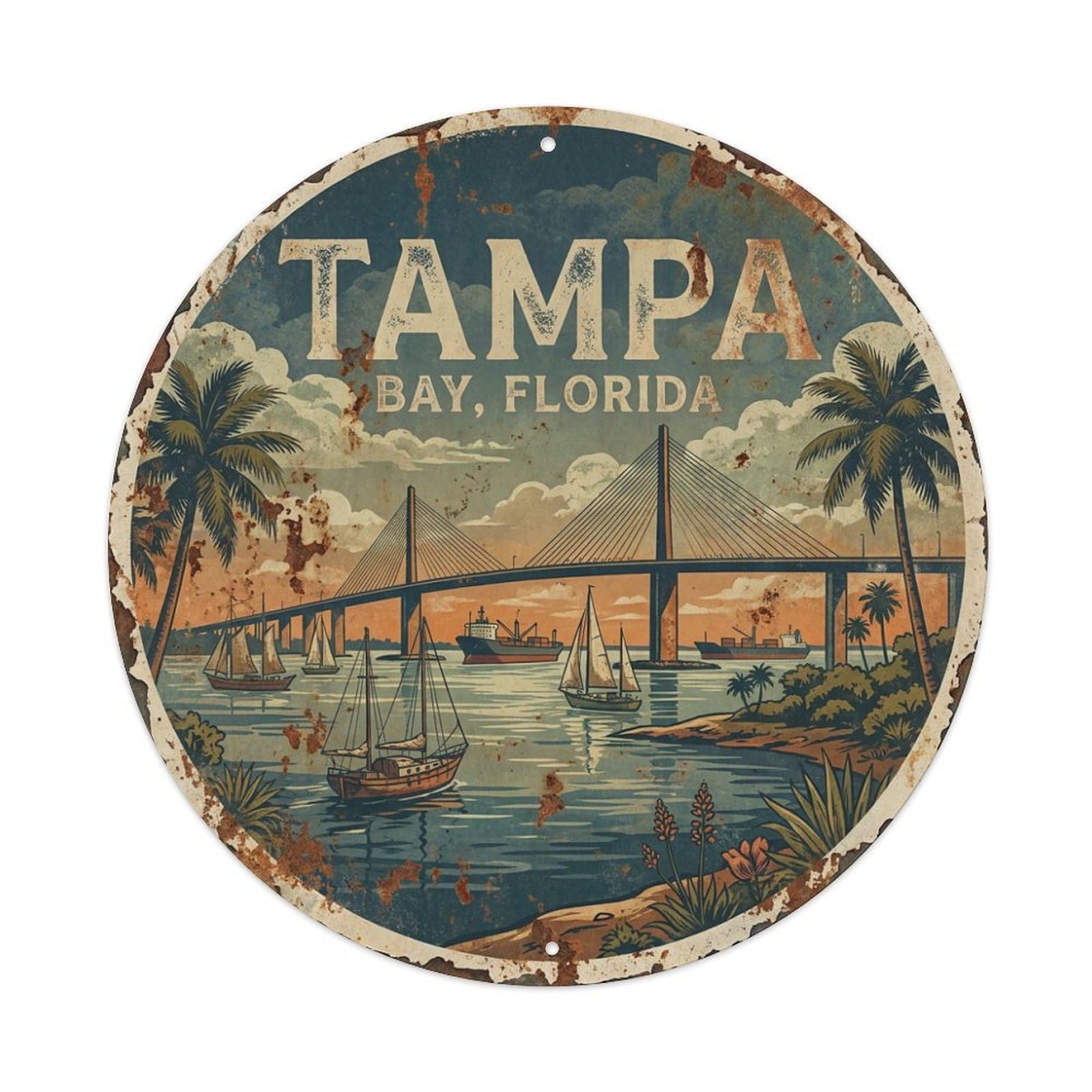 Tgrcjimh Style Metal Tin Sign Usa Vintage Travel Tampa
