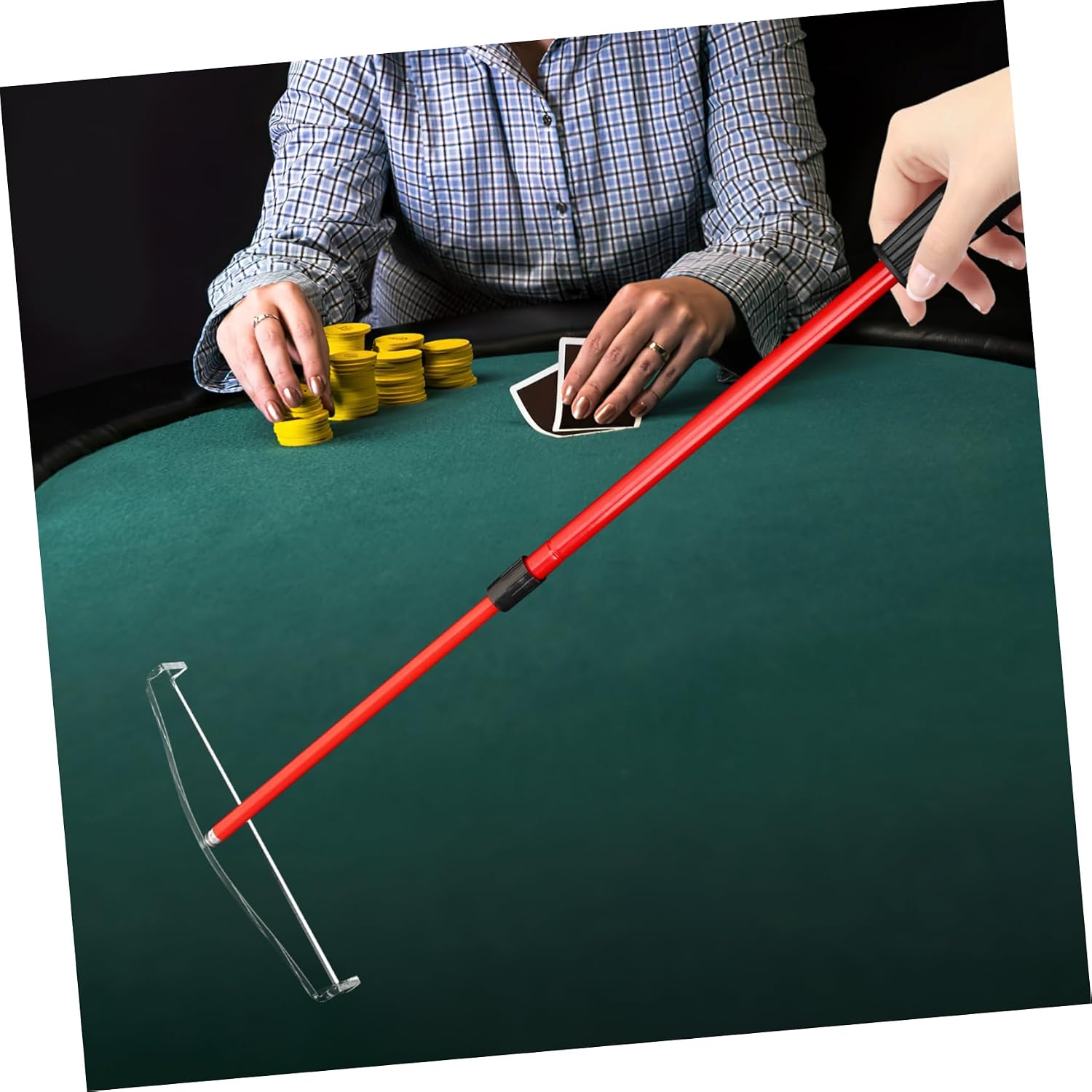 Telescopic Poker Chip Collector Rake Adjustable Length Game Accessory for Home Use Efficient Poker Chips Push and Gather Tool
