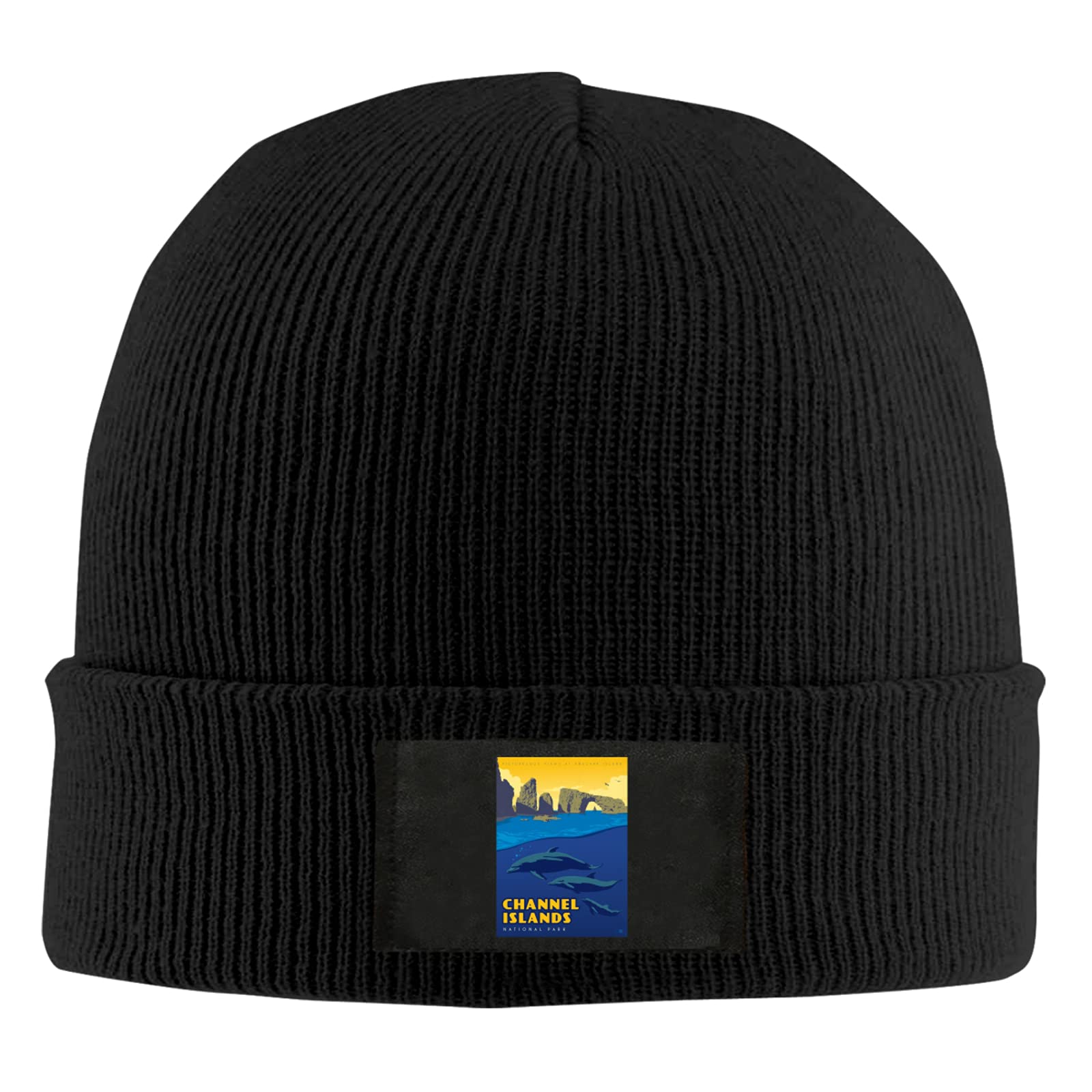 Fidaghre Islands Park Unisex Pullover Cap Knit Hat Warm Black Thicken Hat Outdoor Sports Knitting Hats Black