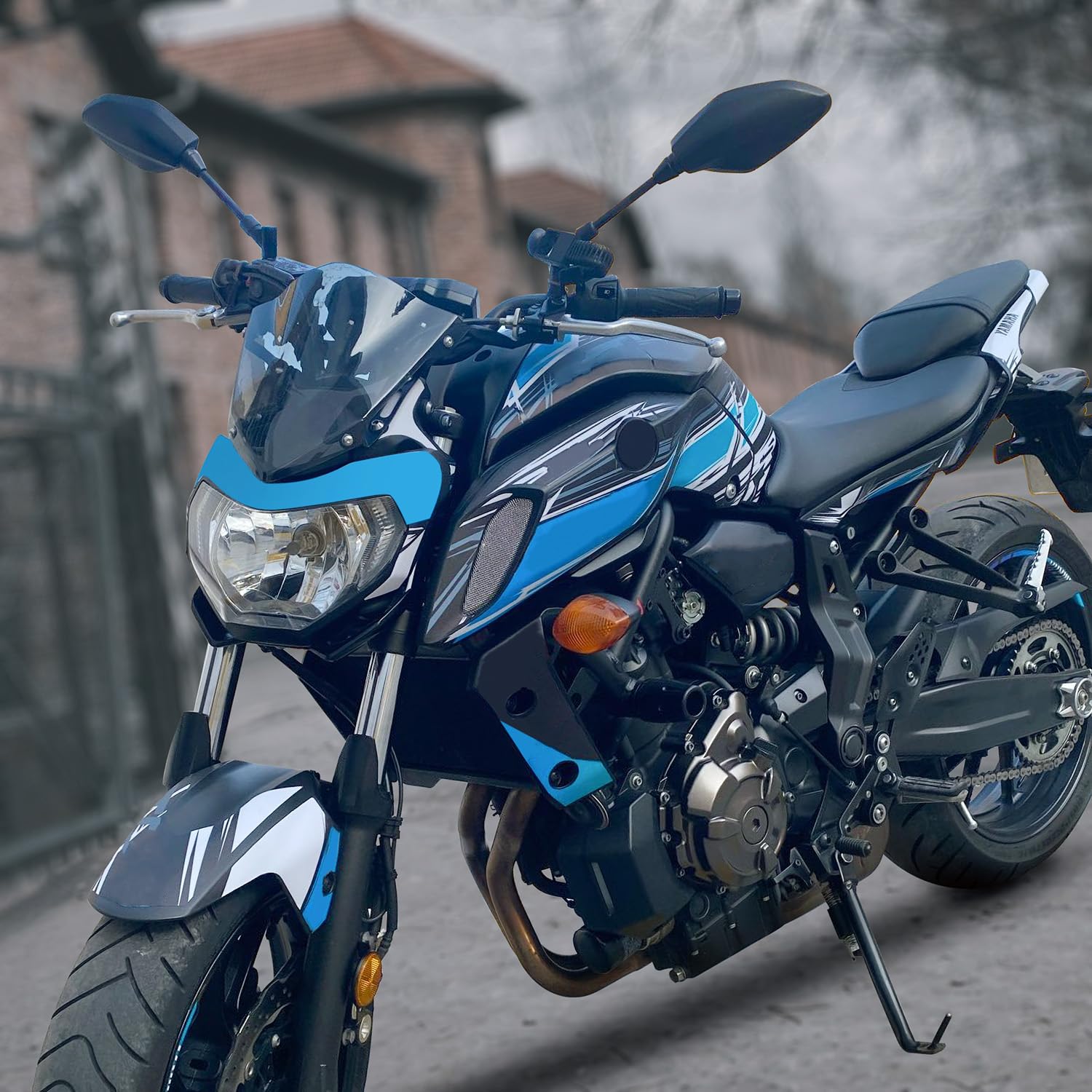 Moto Pare-Brise Avant Pare-Brise Airflow Déflecteur Double Bulle Carénage Compatible avec MT07 FZ07 MT-07 2018-2020 2019 2018 2019 2020 (fumée)