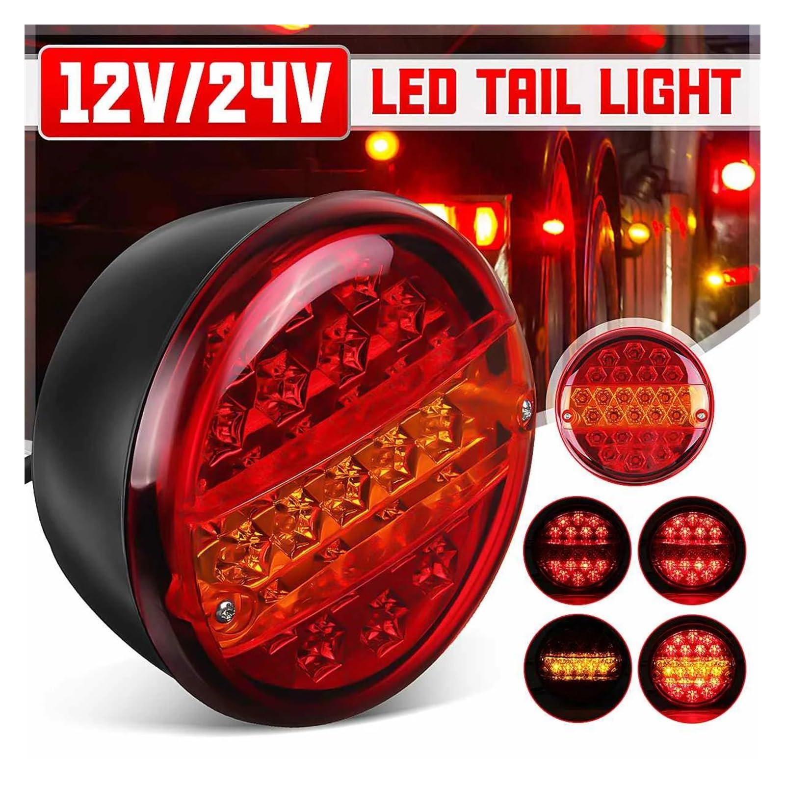Luz Trasera Universal para Coche Indicador De Parada Trasera Señal Redonda De Freno Remolque Camión Caravana Furgoneta 25 12V 24V 1 Uds. Luz de Frenos