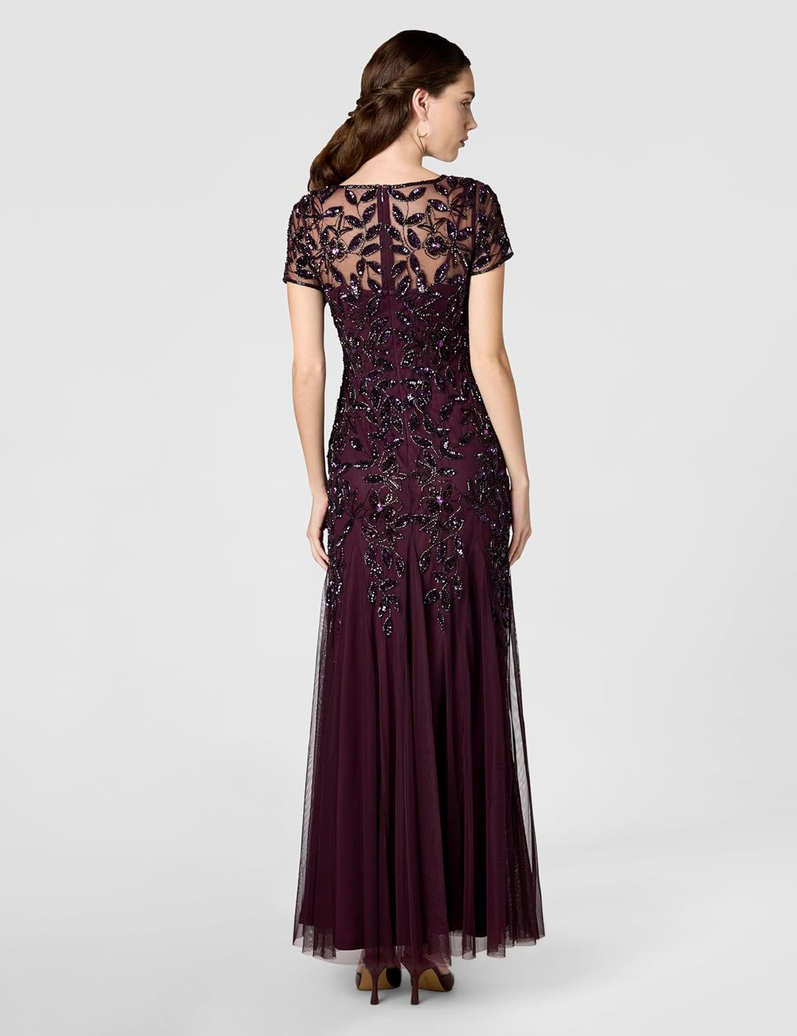 Adrianna Papell Womens Floral Beaded Godet Gown - Image 4