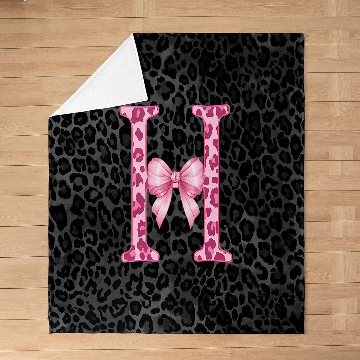 Erosebridal Initial Letter A Flannel Blanket Throw 50x60 Inch for Girls Black Pink Alphabet Fleece Blanket Ombre Ribbon Knot Kawaii Love Hearts Microfiber Bowknot Fuzzy Plush Throw