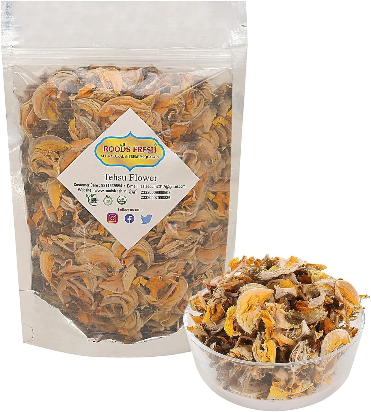 Roods Fresh Dry Tesu Ke Phool - Palash k Phool - Dhak k Phool - Bute a Monosperma - Tesu Phool - Flower of Palash - Phool Tesu - Dhak Phool - टेसू फूल (400g)