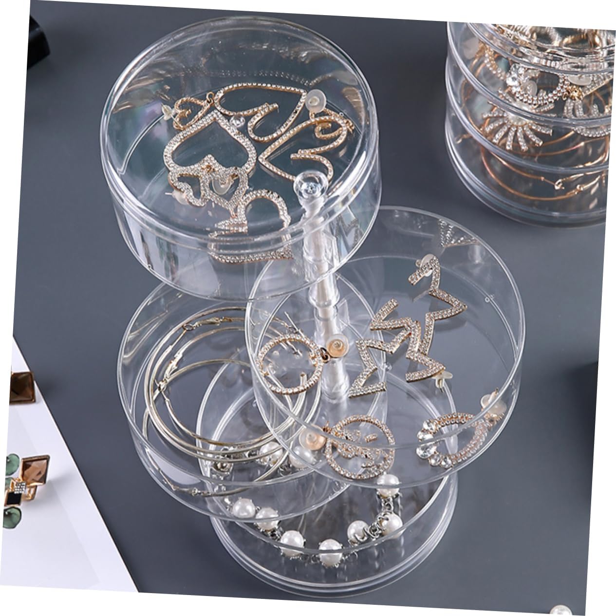 2pcs Jewelry Organizer Boxes Rotatable Storage for Earrings Necklaces Bracelets Rings Jewelry Box Dividers