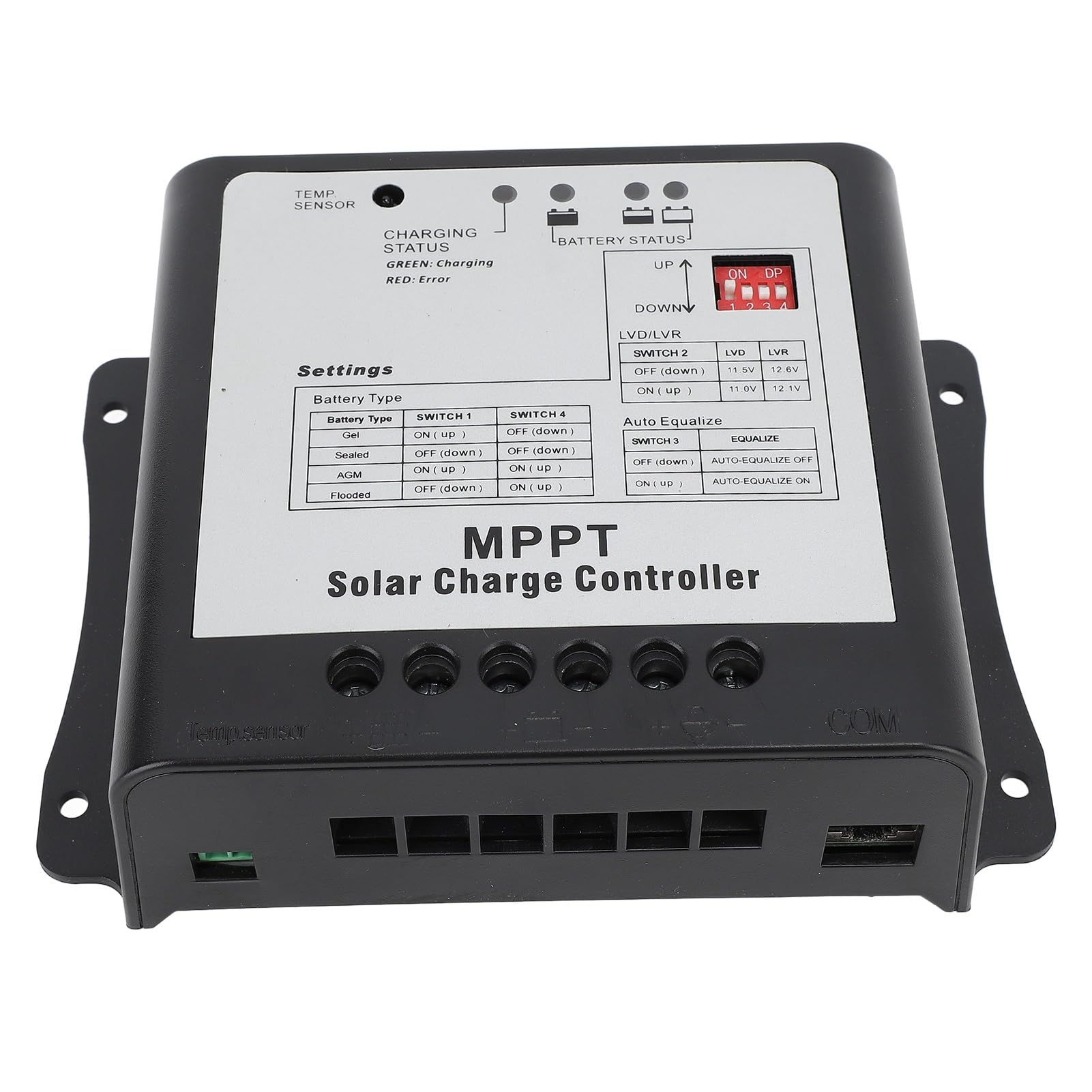 Garosa Contrôleur de Charge Solaire MPPT, Régulateur de Panneau Solaire 15 A 75 V pour Systèmes de Batterie 12 V 24 , efficacité de Suivi de 99,9 %, Charge et Décharge Complètes pour Camping-car et