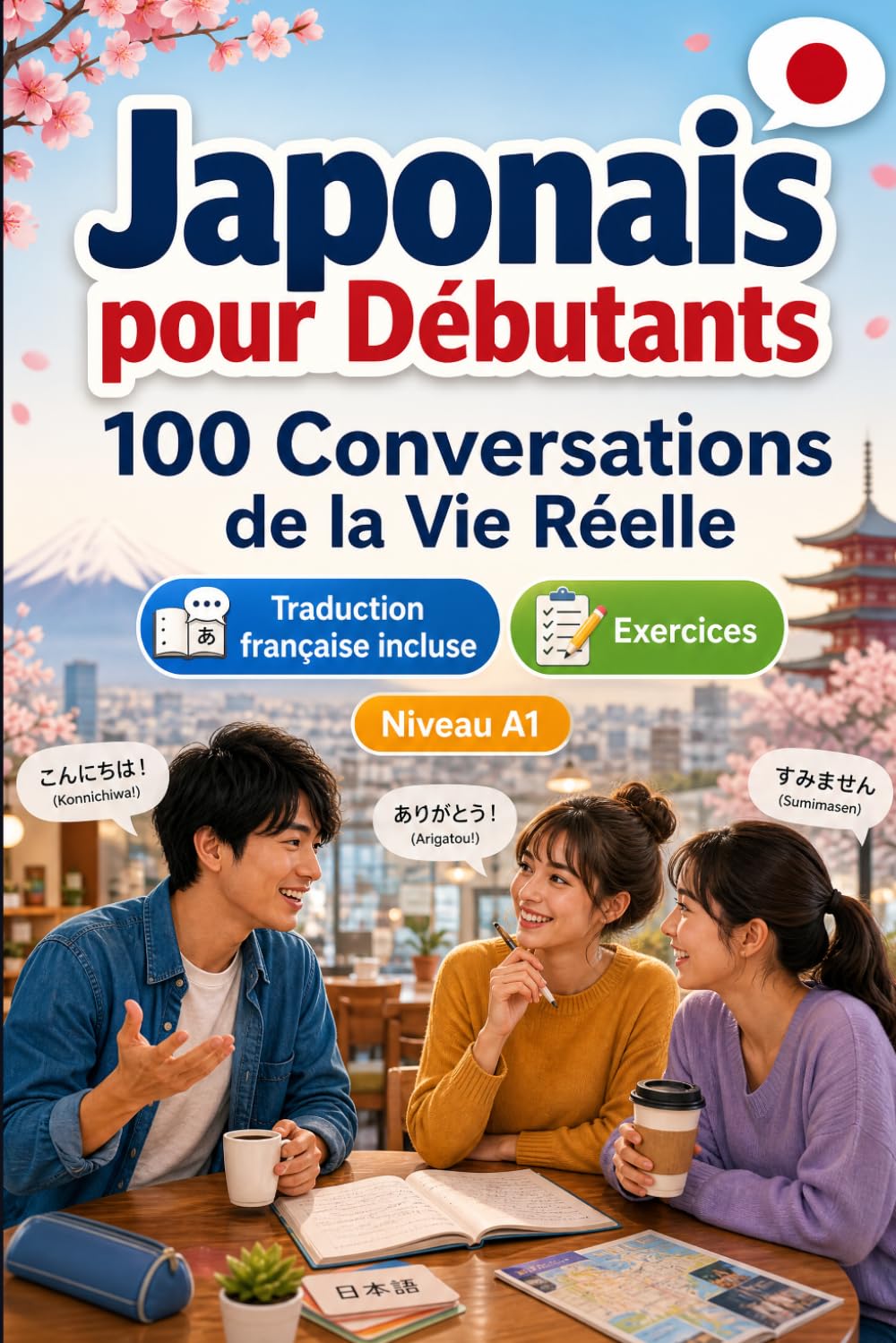 Japonais pour Débutants A1 : 100 Conversations de la Vie Réelle: Apprenez le japonais avec 100 dialogues bilingues, salutations, voyage, courses, ... et exercices pour étudiants et adultes
