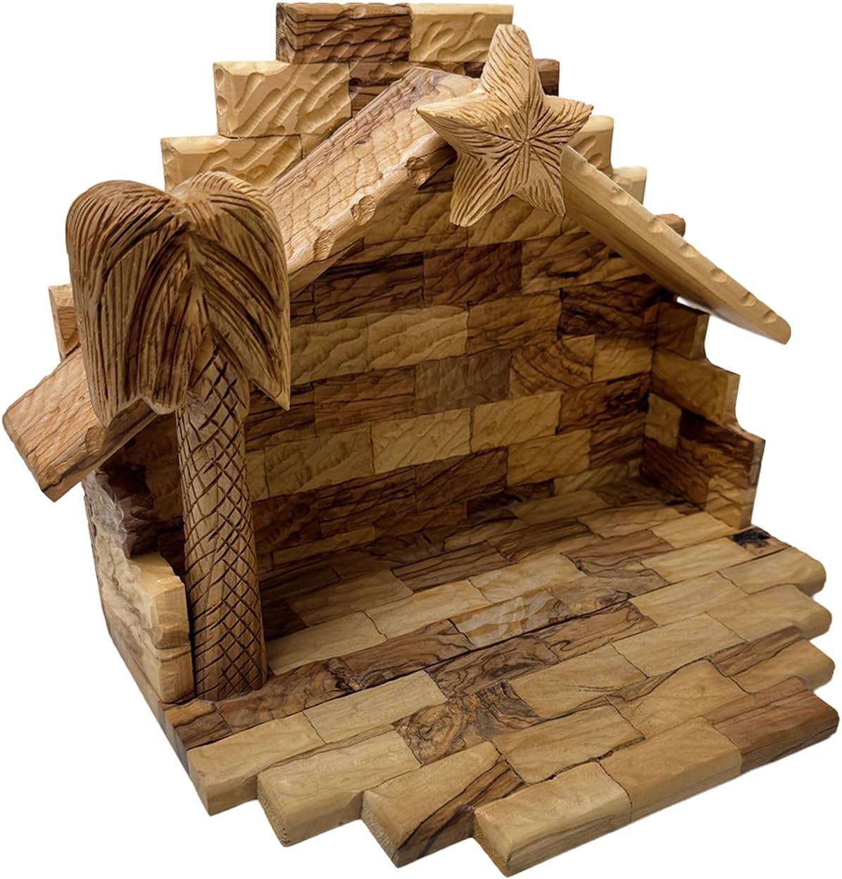 Olive Wood Nativity Set Handmade from Bethlehem | Christian Christmas Crèche Scene | Biblical Christmas Decor Gift | Foldable 7"