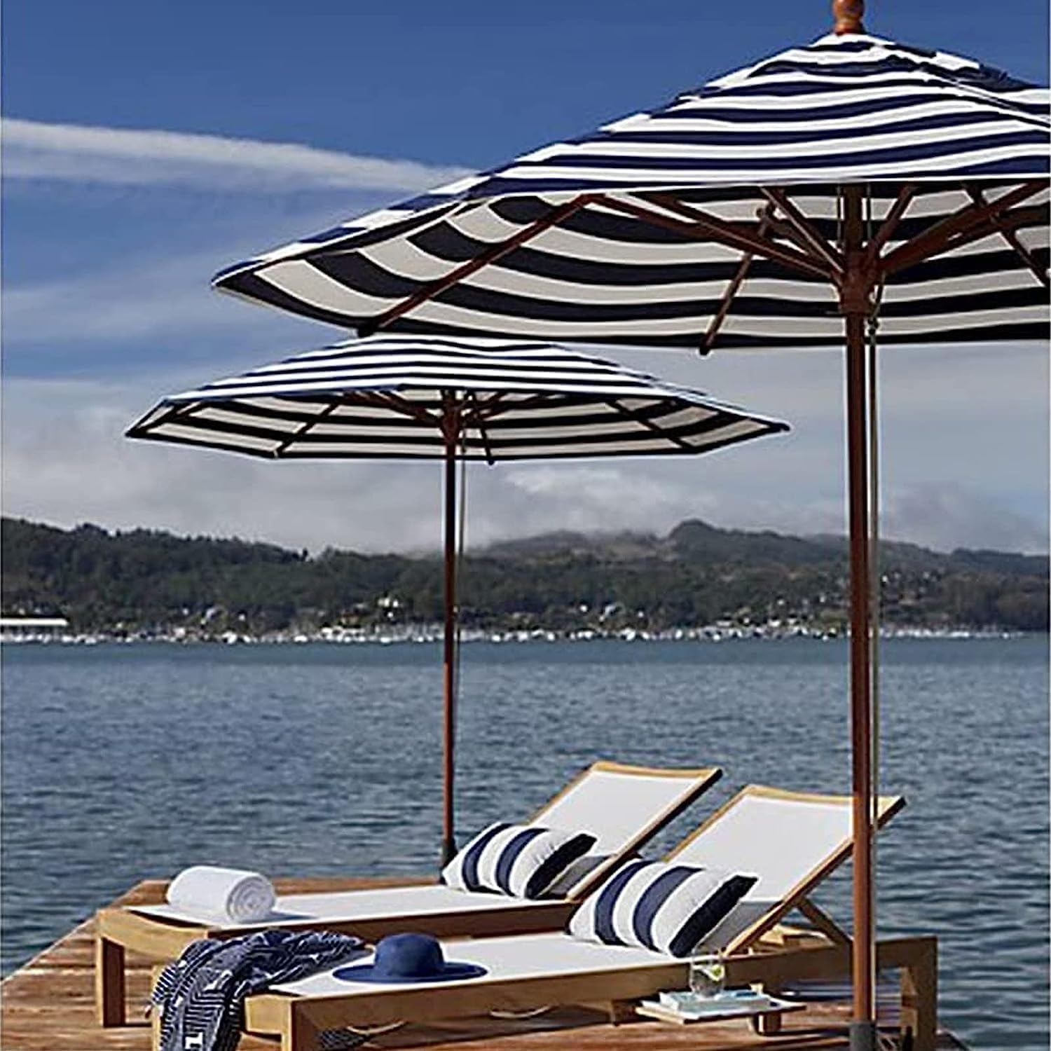 XYNSNDB Parasol Parasol ogrodowy Parasol rynkowy Paski Parasol zewnętrzny Wentylowany parasol plażowy Regulowany Radian Drewniany parasol tarasowy do ogrodu przy basenie Parasol zewnętrzny Parasol