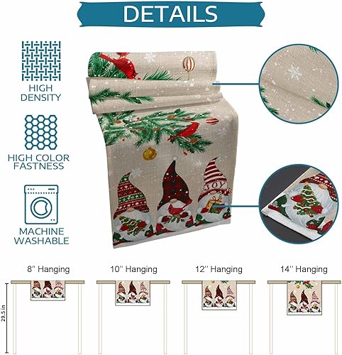 Miniatura 7 de Camino de mesa de Feliz Navidad, mesa de fiesta de Navidad de 13 x 70 pulgadas, decoración de mesa, bufanda de mesa para invierno, Navidad,