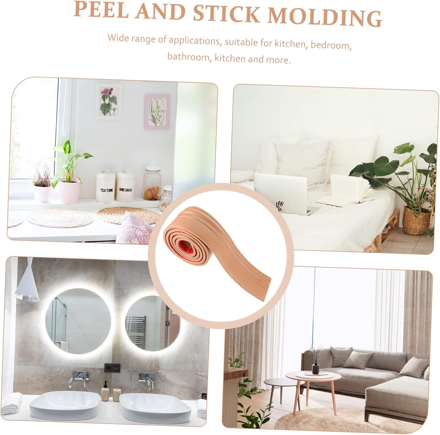 POPETPOP 1 Roll Peel and Stick Baseboard Molding Trim Self Adhesive Floor Molding for Easy Application Meters Long Decorative Edging for Home Use and Bathroom