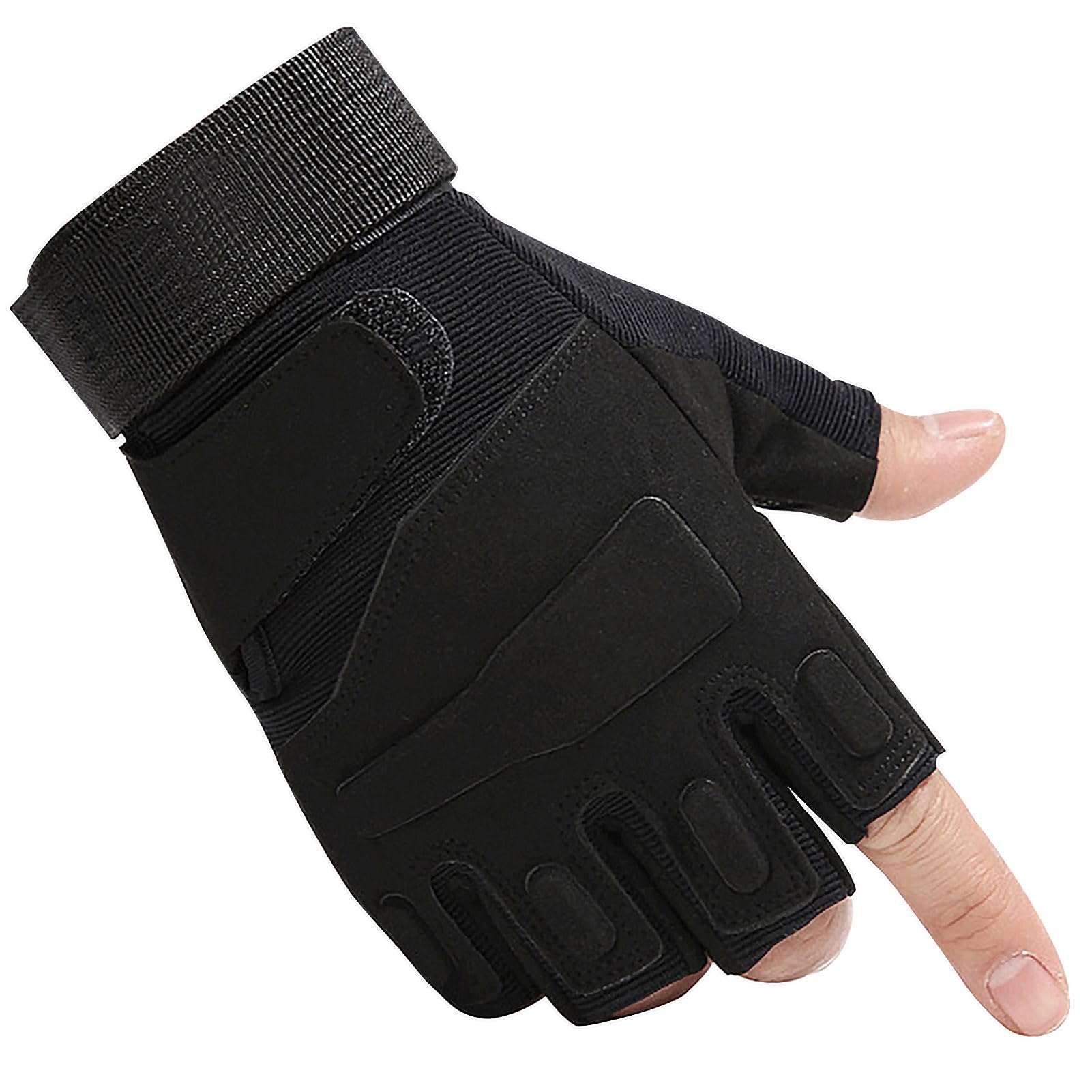 CHIMUYU Fingerless Tactical Gloves Half Finger Airsoft Shooting Gloves for Men Women, Motorcycle Bike Cycling Driving Hunting Hiking Riding Outdoor Sport Glove (Black, Medium)