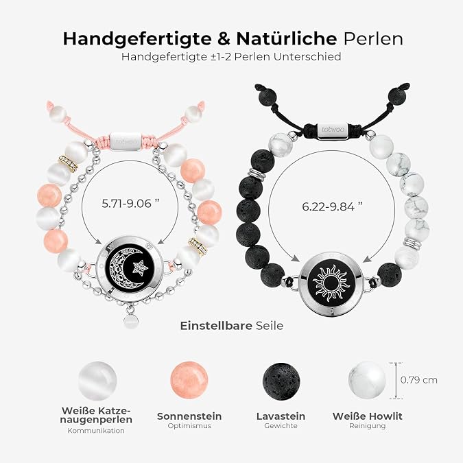 TOTWOO Smart Partner Bracelets for Long Distance Relationships with App Controlled 1:1 Bluetooth Pairing - Romantic Gift with Glow & Touch Vibration