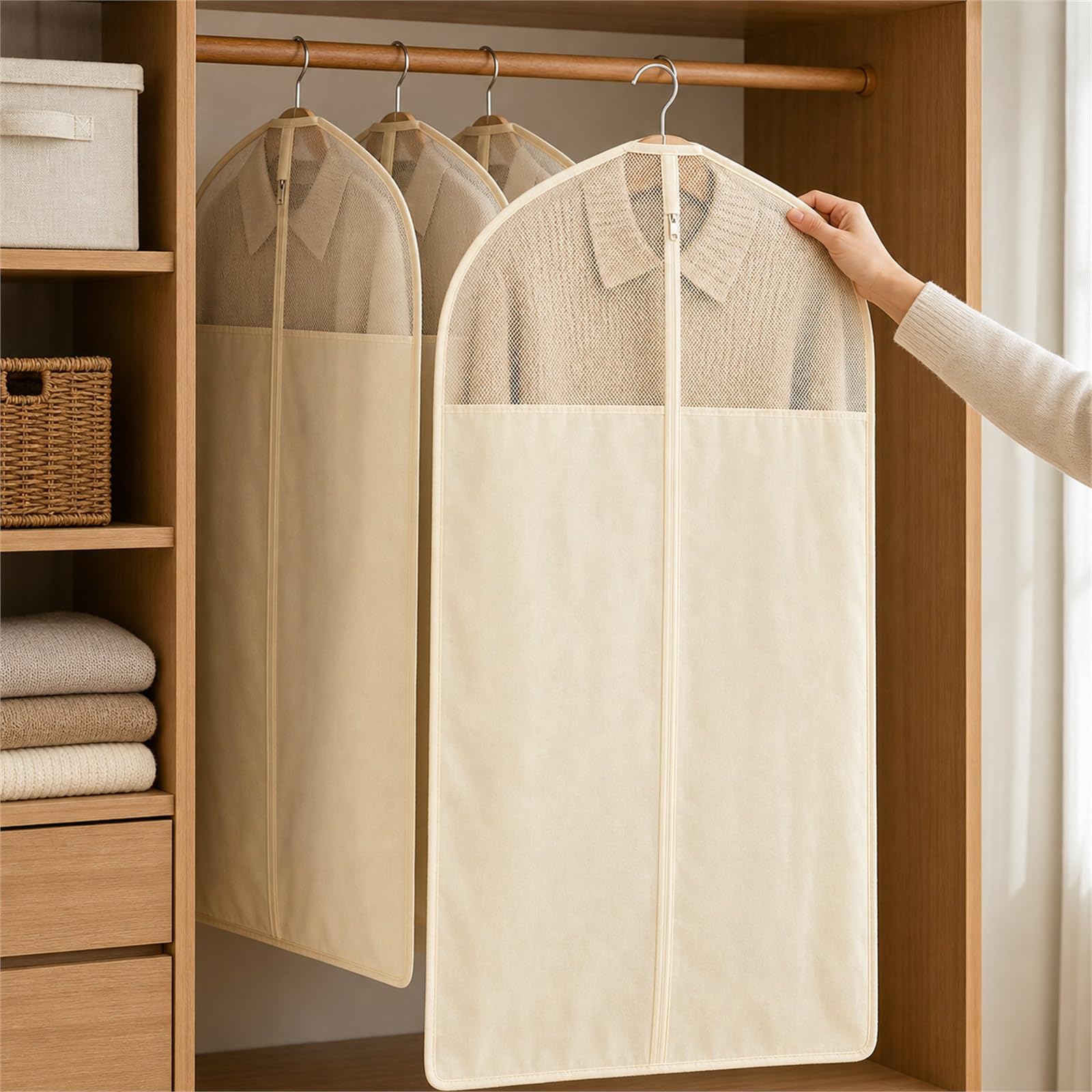 Sacos Guardarropa,para Colgar Prueba Polvo Bolsas Ropa,Fundas Protectoras de Ropa a Prueba de Polvo,Ligero,Resistente a la Humedad,para Vestidos,Camisas,suéteres y gabardinas