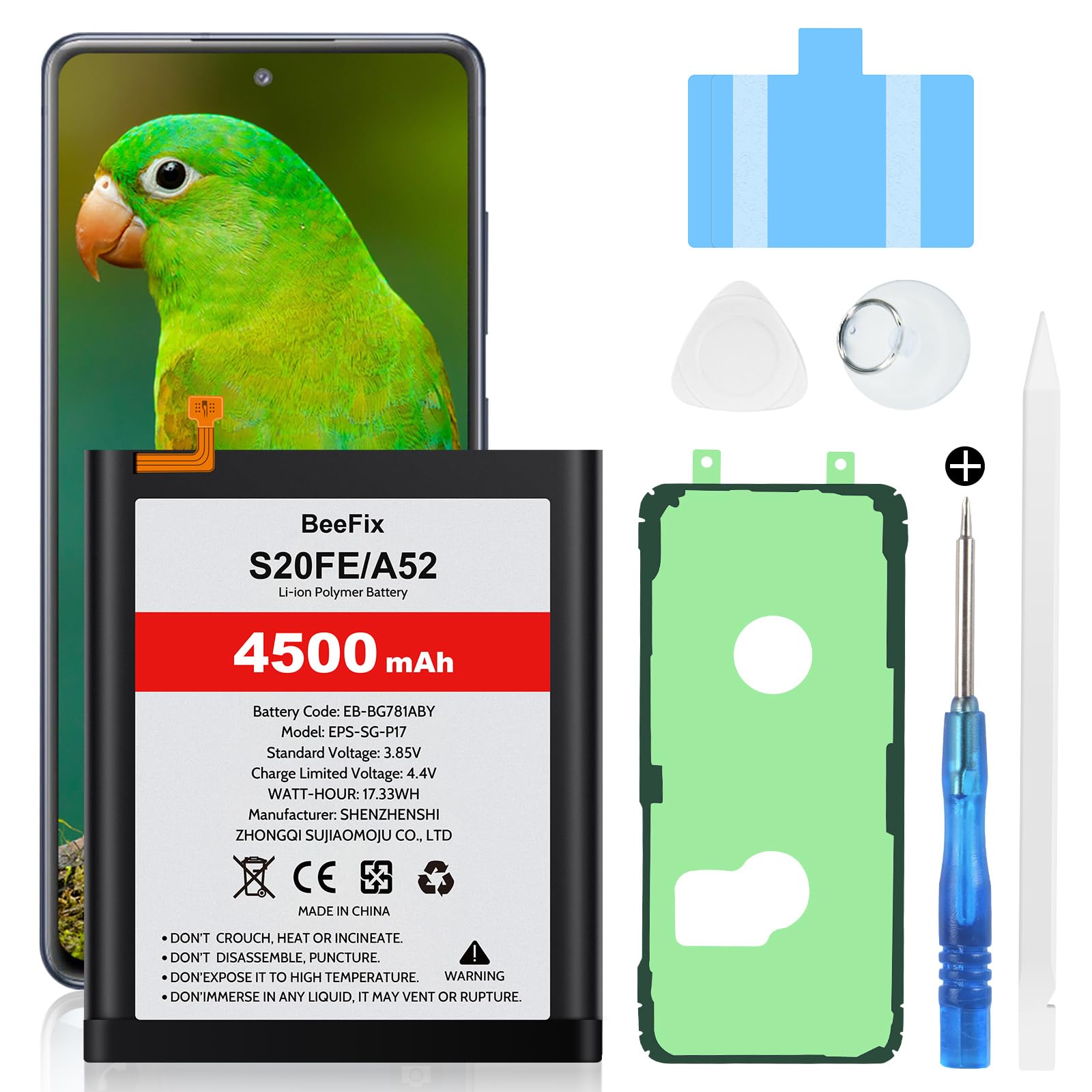 Batteria di ricambio per Samsung Galaxy S20 FE (G780F), A52 (A525F), A52s (A528B), 4500 mAh ad alta capacità per Galaxy (A526B), S20 FE 5G (G781B)(EB-BG781ABY) con strumenti di riparazione