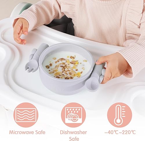 Miniatura 4 de Dommy Juego de alimentación para bebés de mariposacuenco de succión con cuchara y tenedor  Suministros de alimentación  Suministros de destete LED