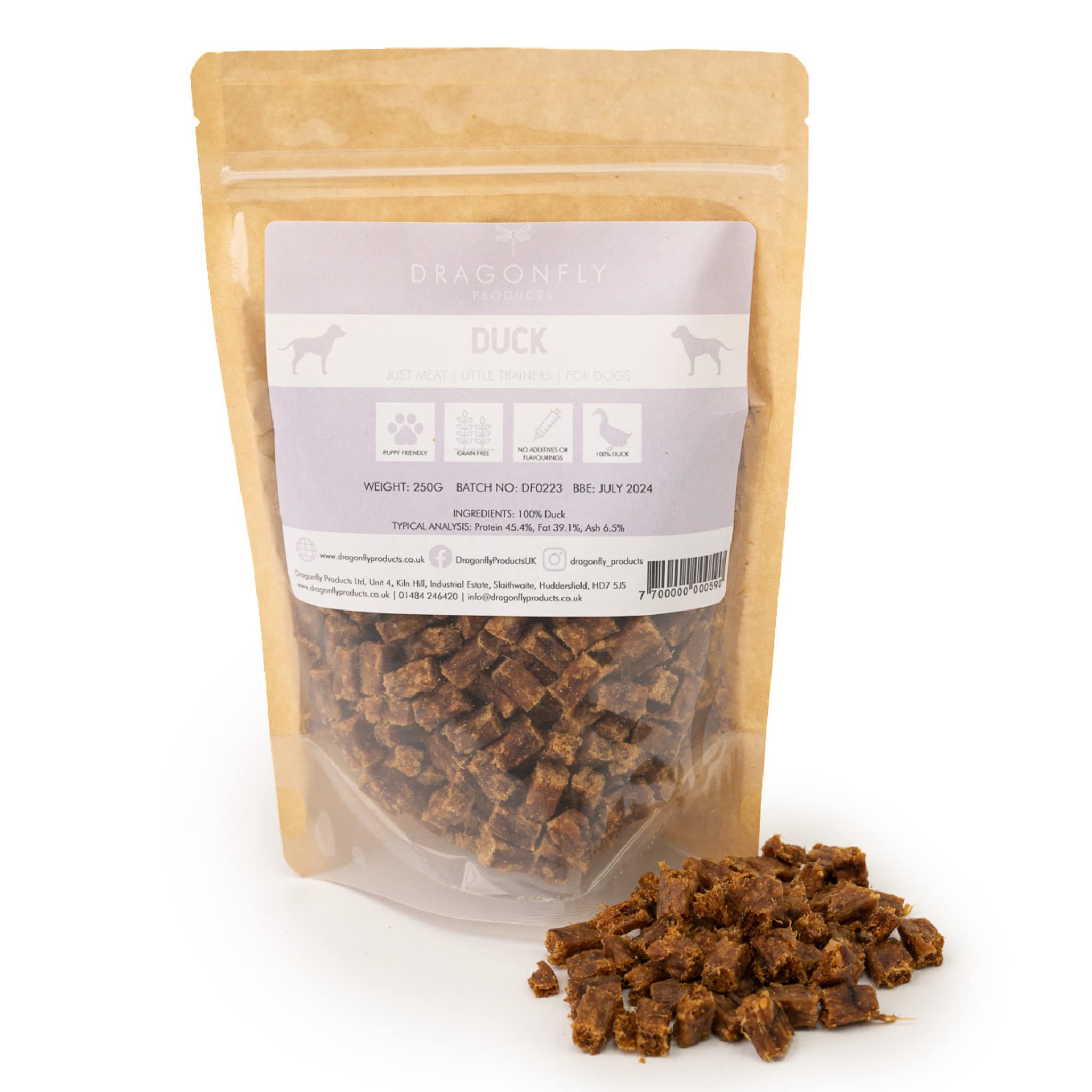 Dragonfly Products Grain Free Puppy & Adult Dog Training Treats - 100% Pure Meat - Healthy Low Fat Dog Treats - 250g (Duck) - Image 4