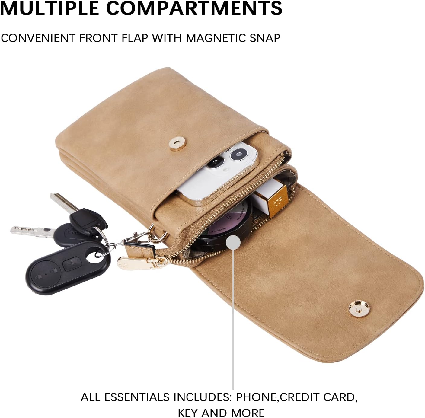 BOSTANTEN Vegan Leather Small Crossbody Bags for Women Designer Cell Phone Bag Wallet Purses Adjustable Strap - Image 5