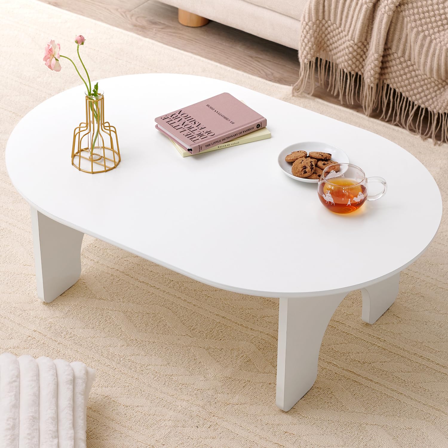 Amazon.co.jp: 萩原 ローテーブル テーブル 楕円 コンパクト 幅90