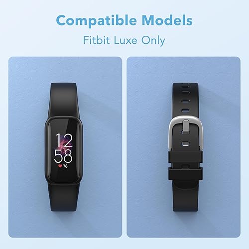Miniatura 6 de Paquete de 2 bandas impermeables compatibles con correas Fitbit Luxe para mujeres y hombres, pulseras clásicas de repuesto deportivas suaves